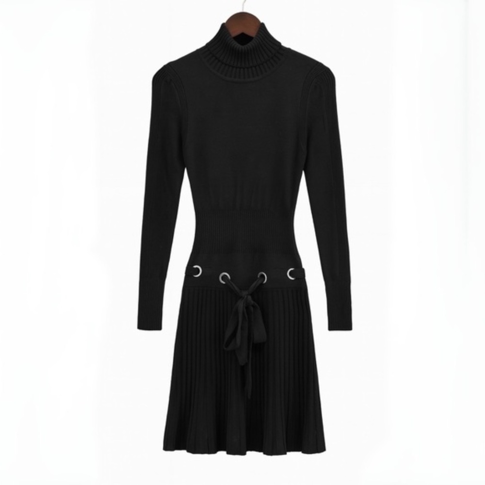 VENUS drop waist sweater dress in Black